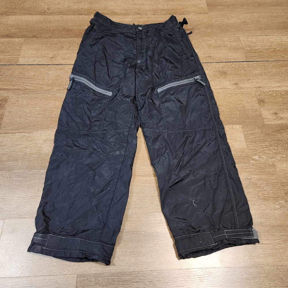 Vintage 2001 Old Navy Cargo Baggy Nylon Pants Black Size 31x30